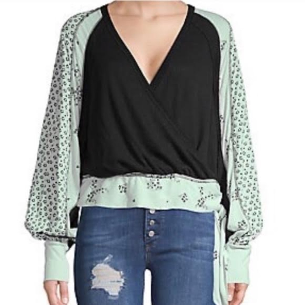 NWT Free People faux front wrap thermal - small